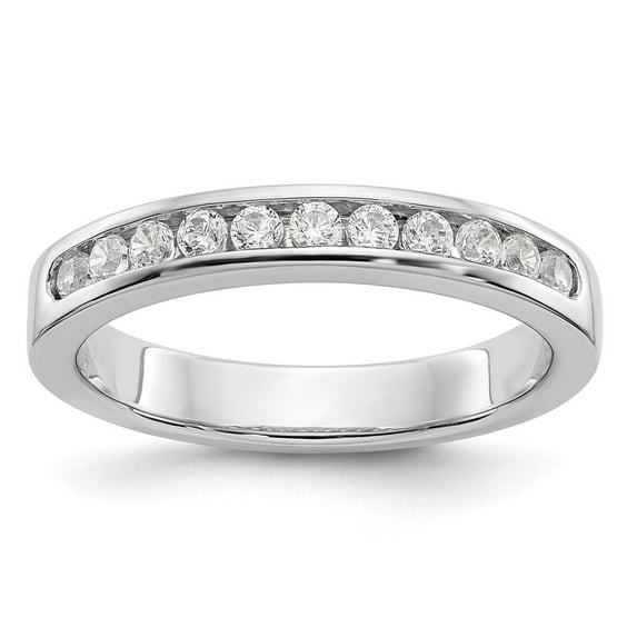 Solid Platinum Eleven Stone Diamond Channel Set Wedding Band Ring Size 8 (.55 cttw.)