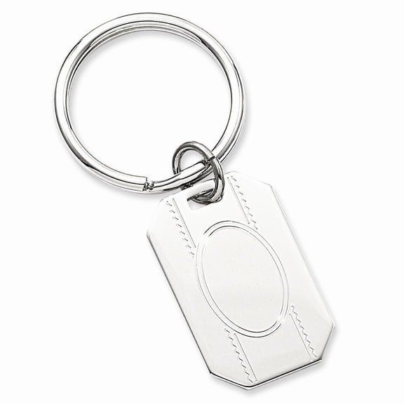 Solid Polished Patterned Engravable Rhodium Plated with Engraveable Area Key Ring Jewelry Gifts for Men