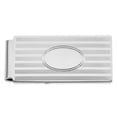 thumbnail image 1 of Solid Polished Patterned Engravable (front only) Silver Plated and Rhodium Horizontal Lines Hinged Money Clip Measures 5, 1 of 5