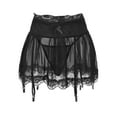 thumbnail image 1 of Solid Polyester Slim Fit High Waist Mini Skirt Lingerie for Women Black L, 1 of 3