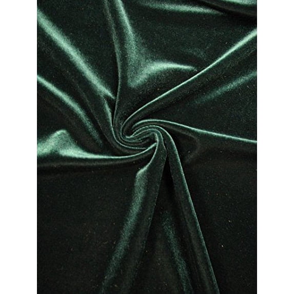 Solid Polyester Spandex Velvet 2 Ways Stretch Medium Weight Fabric-by The Yard (Hunter Green)