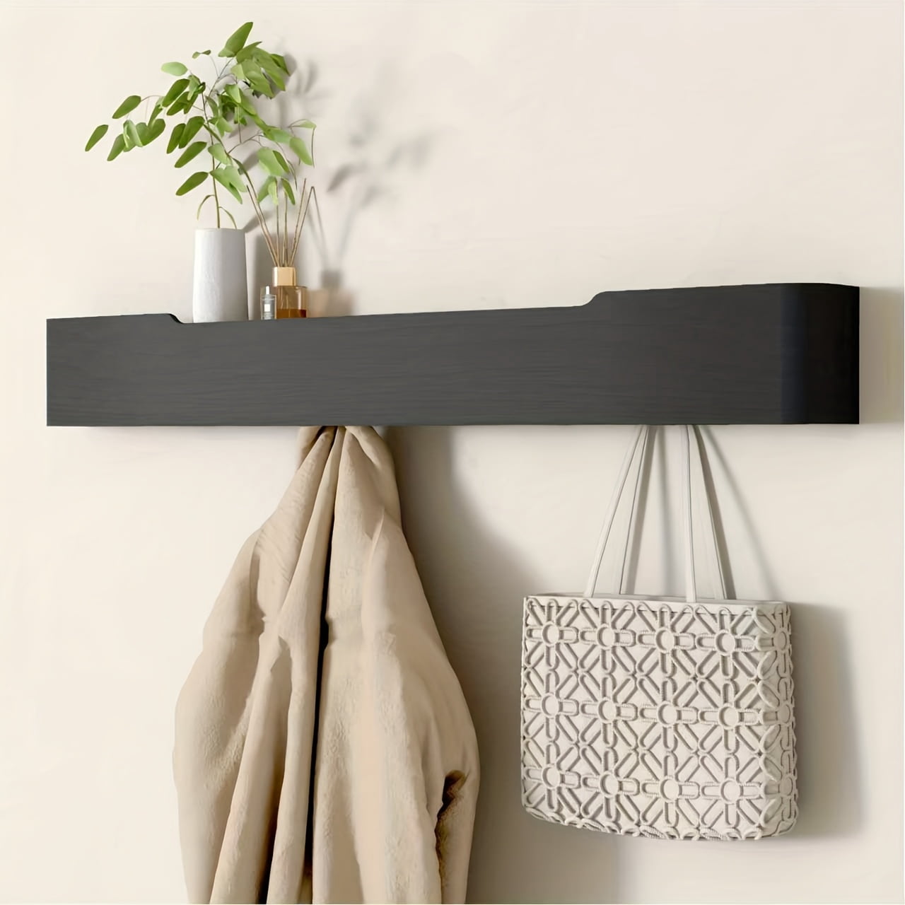 Hide Coat Rack Solid Poplar Wood Wall-Mounted Hideaway Coat Rack with Rotating Hooks ...