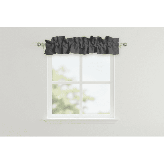 Solid Poplin Curtain Sleeve Topper Charcoal