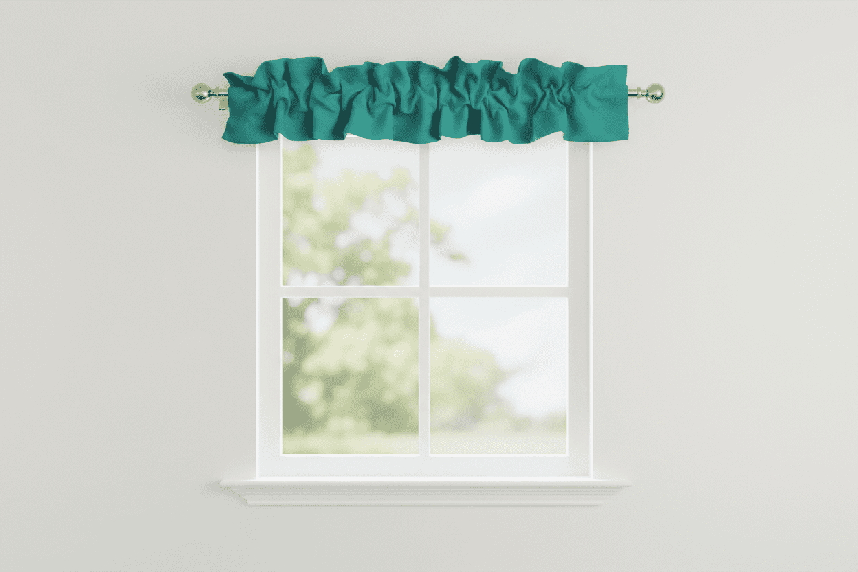 Solid Poplin Curtain Sleeve Topper Green Teal