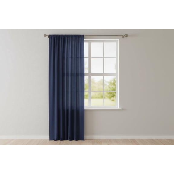 Solid Poplin Window Curtain or Photography Backdrop 58" Wide - Navy Blue