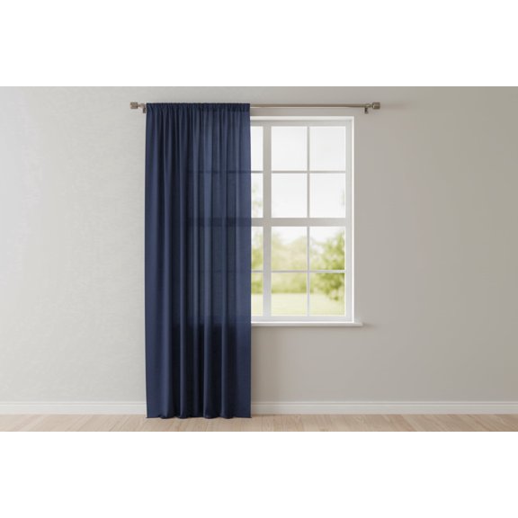 Solid Poplin Window Curtain or Photography Backdrop 58" Wide - Navy Blue (36" Tall)