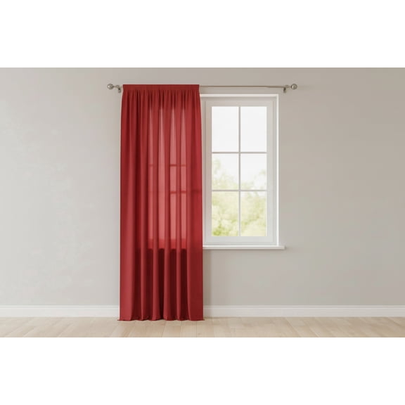 Solid Poplin Window Curtain or Photography Backdrop 58" Wide - Red (36" Tall)