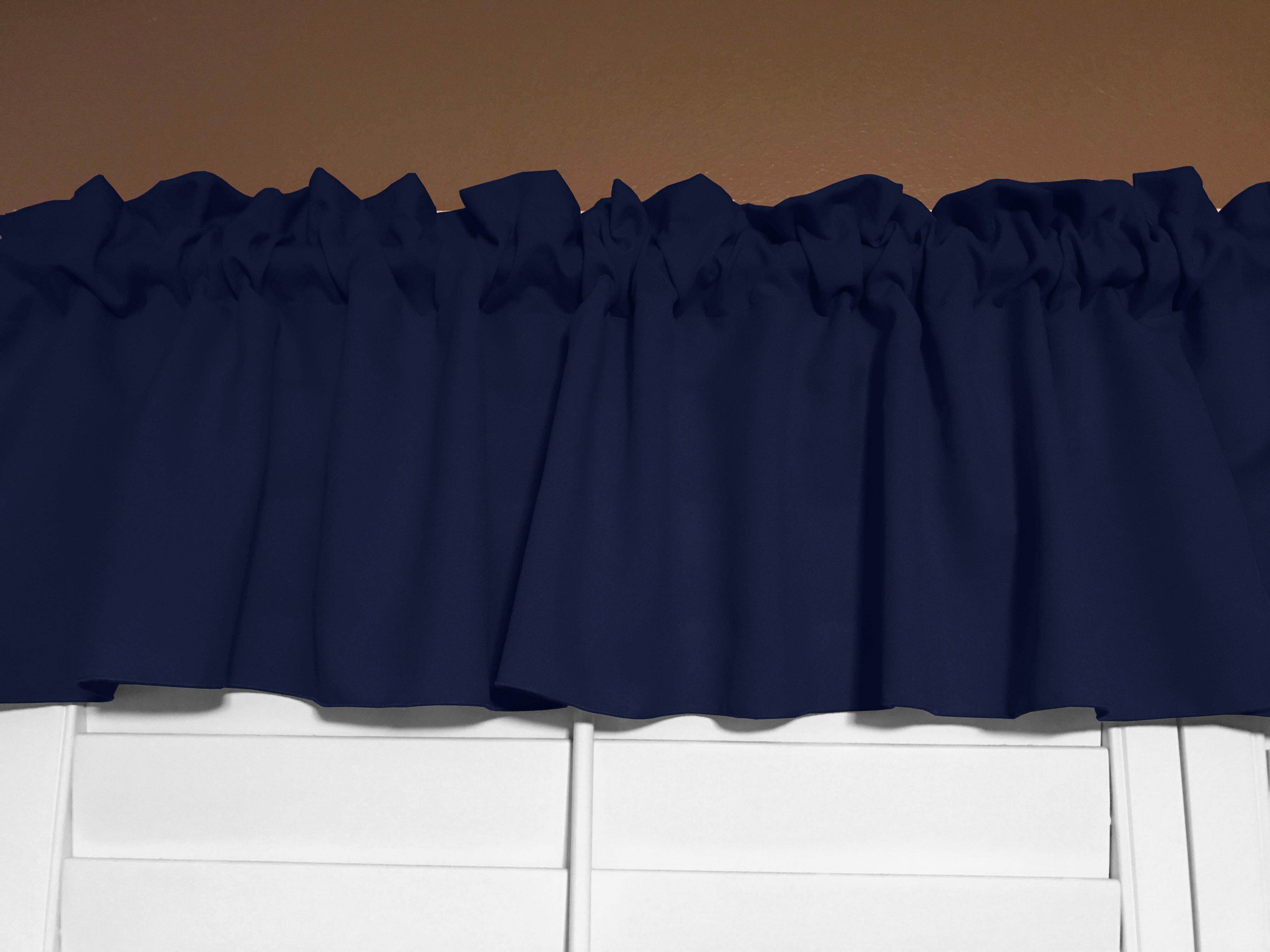 Solid Polyester Poplin Window Valance, 58" Wide, Navy Blue for Bedroom, Living, Dining Room ...