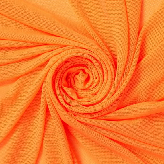 Power Mesh Fabric Breathable Lightweight Sheer 4 Way Stretch Nylon Spandex Blend Netting By The Yard - Neon Orange (1 Yard)