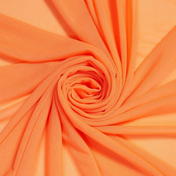 Power Mesh Fabric Breathable Lightweight Sheer 4 Way Stretch Nylon Spandex Blend Netting By The Yard - Orange (1 Yard)