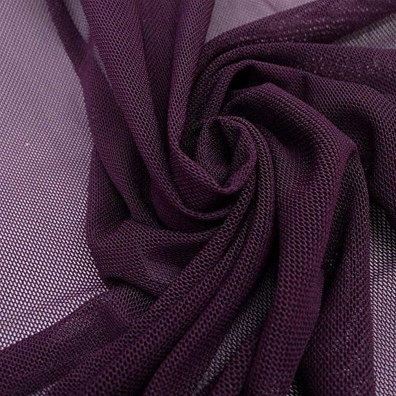 Solid Power Mesh Fabric Nylon Spandex 60" Wide Stretch Sold BTY Many Colors (Plum, 1 Yard)