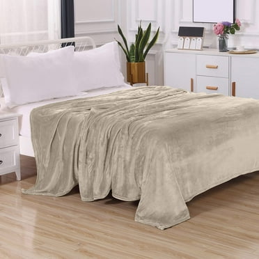 Solid Print All Season Fleece Blanket - Anti-Static - Plush, Soft and Cozy, Full/Queen, Cream