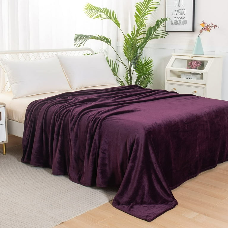 Elegant Comfort Super Fluffy King Size Solid Print Fleece Blanket All Season Anti Static Plush and Cozy Purple Walmart