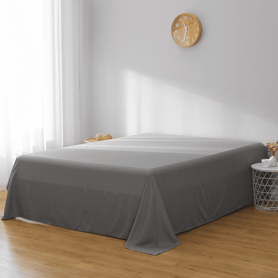 Solid Print Microfiber Flat Sheet King, Wrinkle, Fade, Stain Resistant(Smoky Grey)