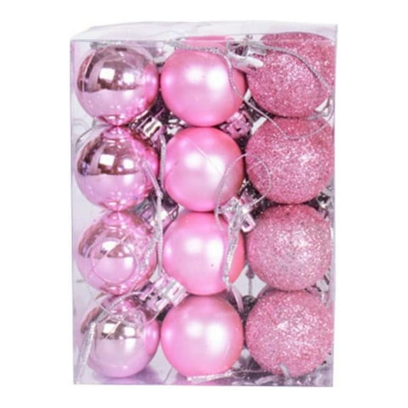 Solid Print Plastic Shatterproof Christmas Baubles Ball Ornaments, 24 Count (1.18")