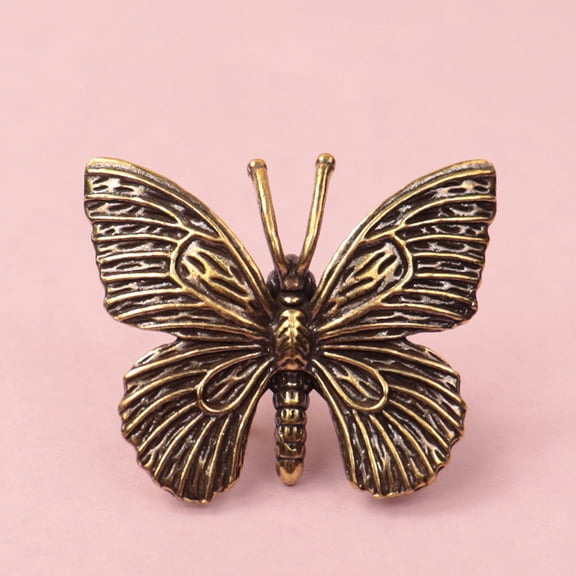 Solid Pure Brass Butterfly Figurines Miniature Desktop Ornament Home Decoration (3pcs)