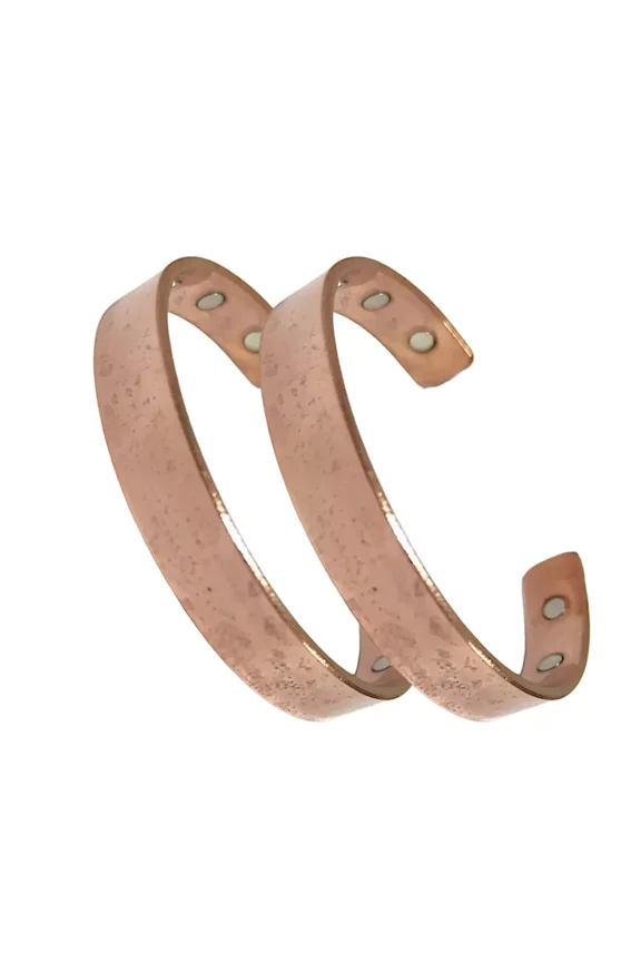 Solid Pure Copper Bracelet 3 Tiny Magnetic Aches & Pains Therapy Cuff 2 pc Set