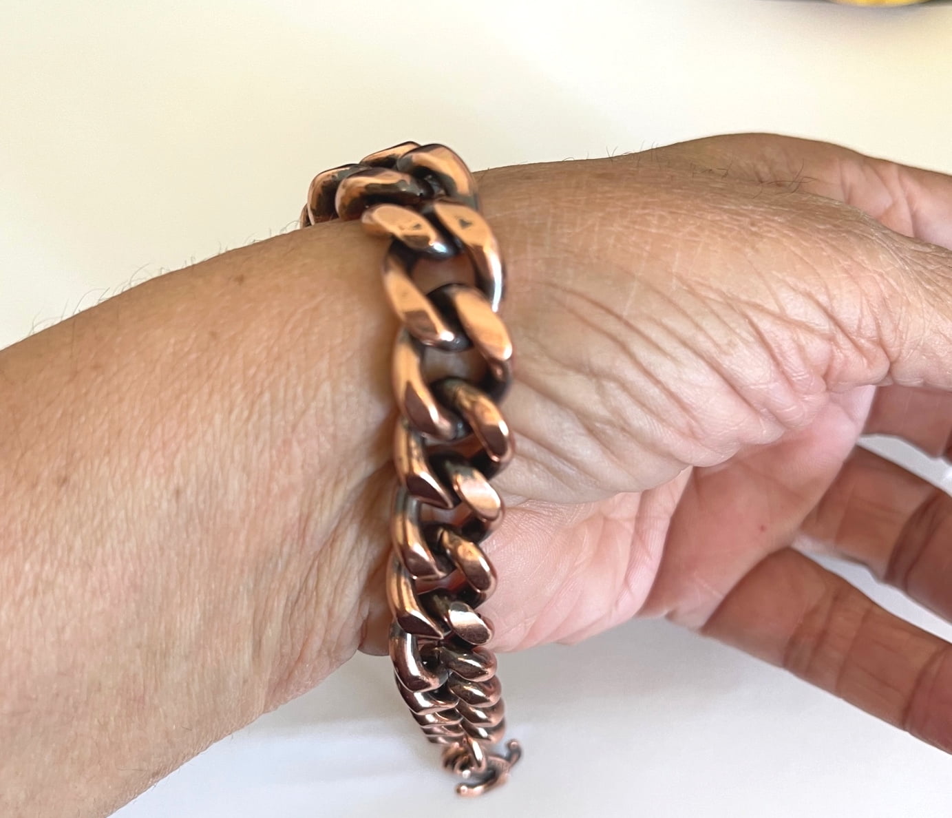 ROGER ENTERPRISES Solid Pure Copper Heavy Link Curb Chain Bracelet 10" Made in USA