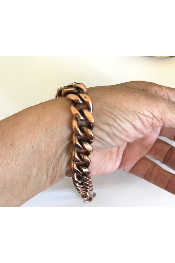 Solid Pure Copper Heavy Link Curb Chain Bracelet 10" Made in USA