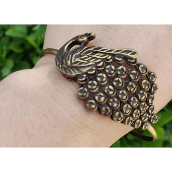 Solid Pure Copper Peacock Bracelet Cuff Copper Adjustable Bracelet, Nepal India Brass Chain Light Healing Bracelet Necklace Link Minimalist