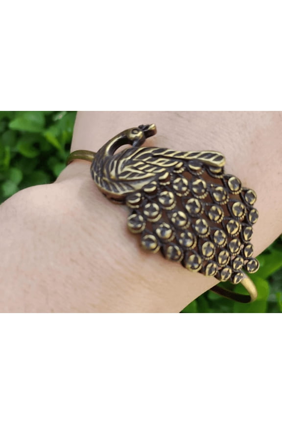 Solid Pure Copper Peacock Bracelet Cuff Copper Adjustable Bracelet, Nepal India Brass Chain Light Healing Bracelet Necklace Link Minimalist
