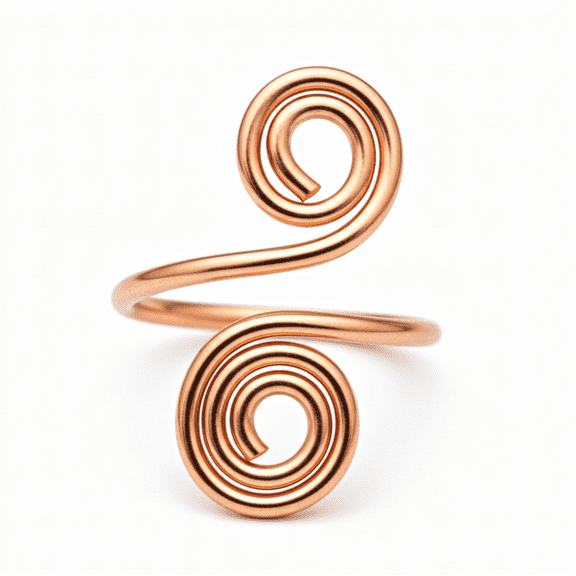 Solid Pure Copper Spiral Ring, Handmade Minimalist Wire Wrap Adjustable Ring, Boho Statement Jewelry