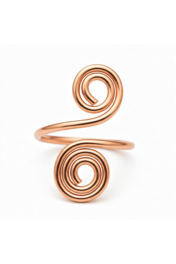 Solid Pure Copper Spiral Ring, Handmade Minimalist Wire Wrap Adjustable Ring, Boho Statement Jewelry