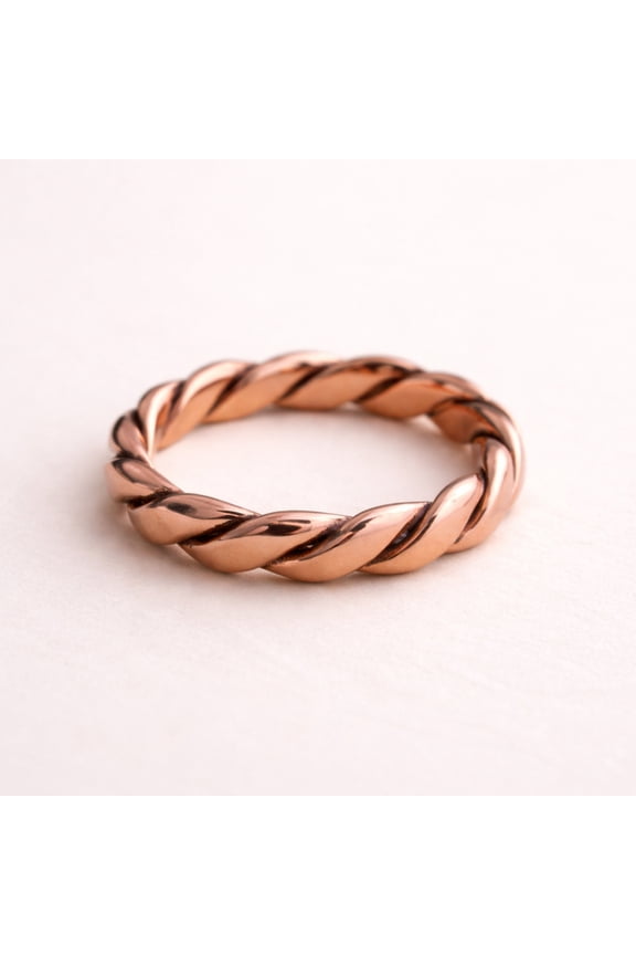 Solid Pure Copper Twisted Rope Ring, Braided Stacking Band, Minimalist Promise Ring, Handmade Jewelry