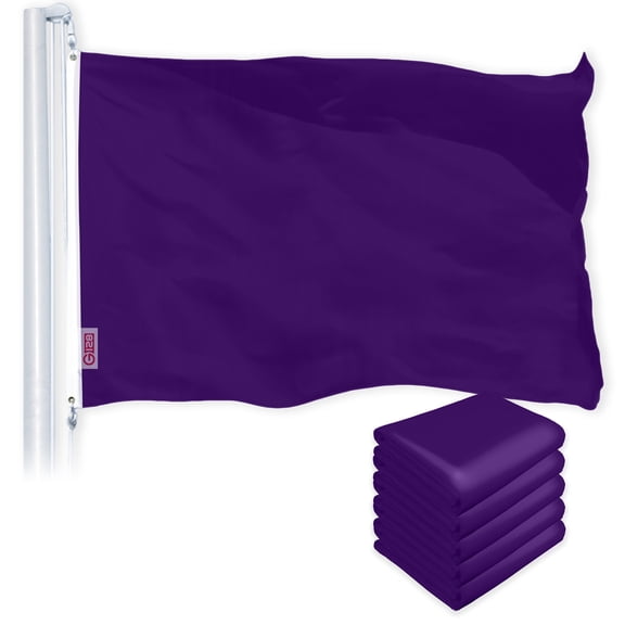 Solid Purple Color Flag 3x5FT 5-Pack Printed 150D Polyester By G128