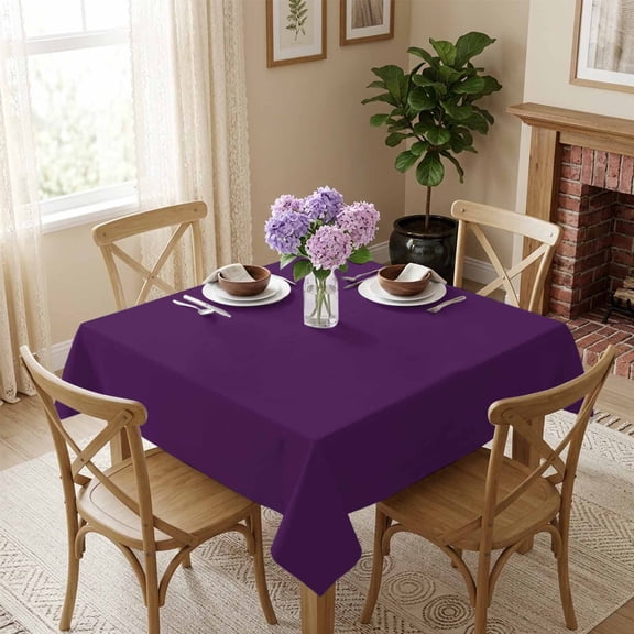 Solid Purple Color Square Tablecloth 54x54 Inch Purple Waterproof Polyester Tablecloth for Dining Table, Washable Table Cover for Kitchen Dining Room Wedding Decoration,Stain Resistant