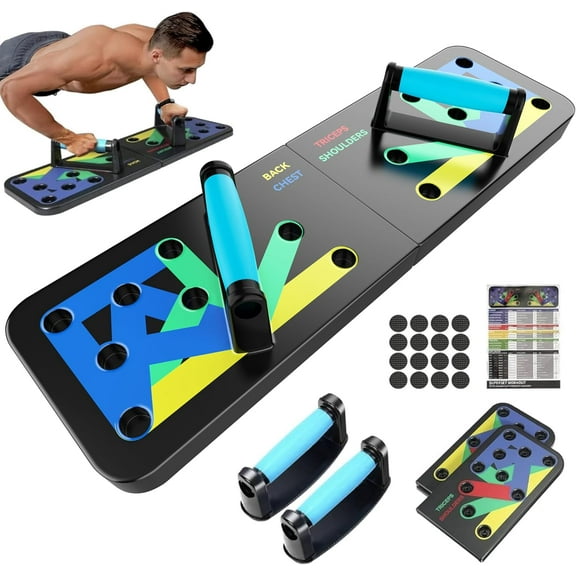 Solid Push Up Board 15 in 1 Home Workout Equipment Multi-Functional Pushup Stands System Fitness Floor Chest Muscle Exercise Professional Equipment Burn Fat Strength Training Arm Men & Women Weights