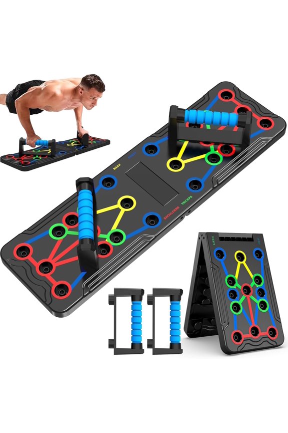 Solid Push Up Board 15 in 1 Home Workout Equipment Multi-Functional Pushup Stands System Fitness Floor Chest Muscle Exercise Professional Equipment Burn Fat Strength Training Arm Men & Women Weights