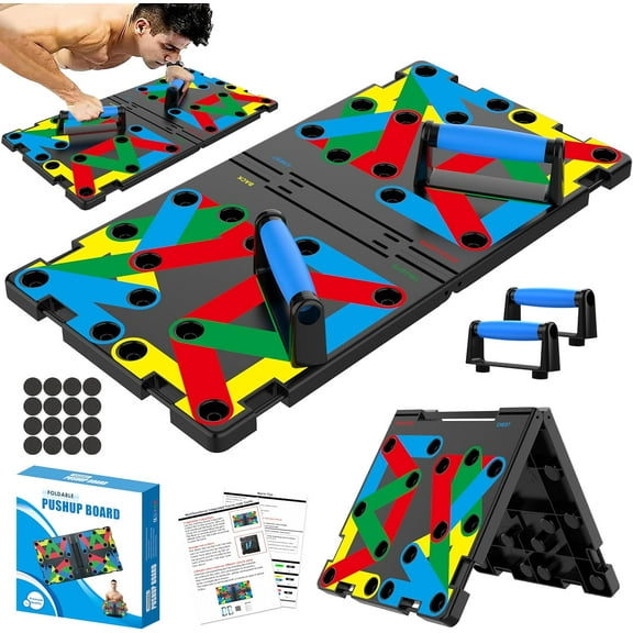 Solid Push Up Board 15 in 1 Workout Equipment Multi-Functional Pushup Stands System Fitness Floor Chest Exercise Professional Equipment Strength Arm Men & Women Weights