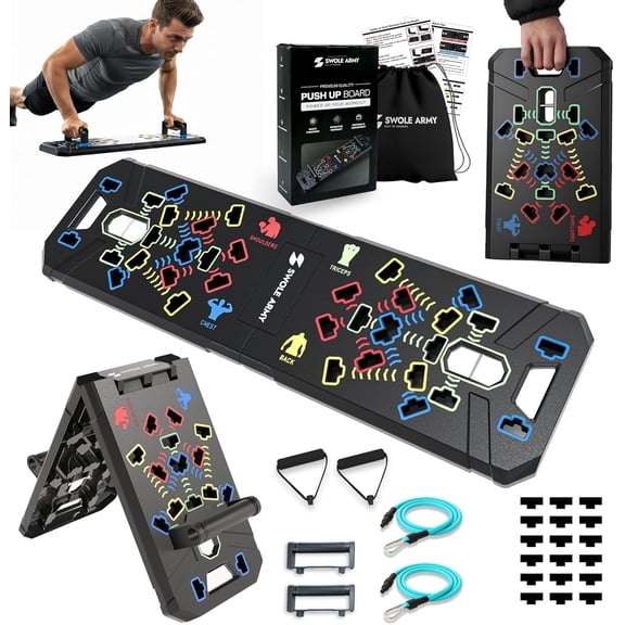 Solid Push Up Board | 20-in-1 Home Gym | Portable Workout Equipment | Multi-Functional Pushup Board For Men & Women | Professional Foldable Push Up Stands For Chest Muscles