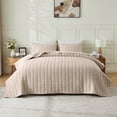 thumbnail image 1 of Gauze Wave Stitched Quilt Set With Shams - Great Bay Home (Twin / Twin XL, Bone), 1 of 6