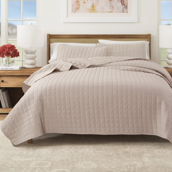 Solid Quilt Set - Lightweight, Soft, All-Season - 2-Piece Seersucker Bedding Set (Twin / Twin XL, Bone)