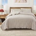 thumbnail image 1 of Solid Quilt Set - Lightweight, Soft, All-Season - 3-Piece Dot Stitch Ruffled Bedding Set (King / California King, Bone), 1 of 6