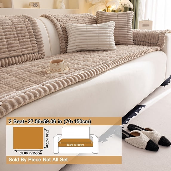 Solid Quilted Sofa Cushion Cover, Non-Slip & Machine Washable, Pet-Friendly Furniture Protector for Home Use, Scratch-Resistant, Fits 1/2/3/4-Seater Sofas