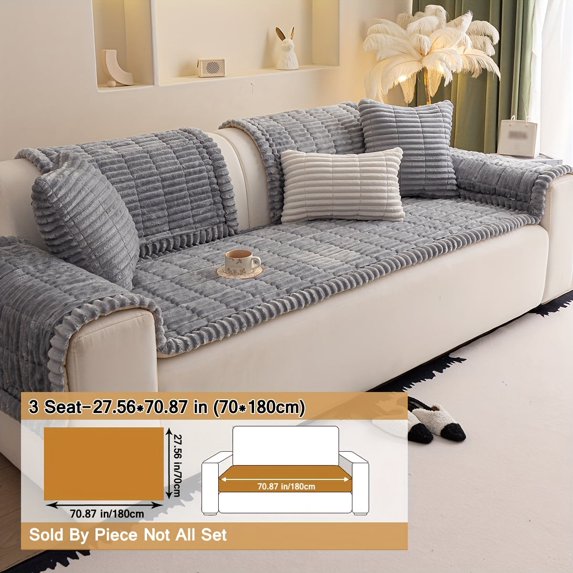 Solid Quilted Sofa Cushion Cover, Non-Slip & Machine Washable, Pet-Friendly Furniture Protector for Home Use, Scratch-Resistant, Fits 1/2/3/4-Seater Sofas