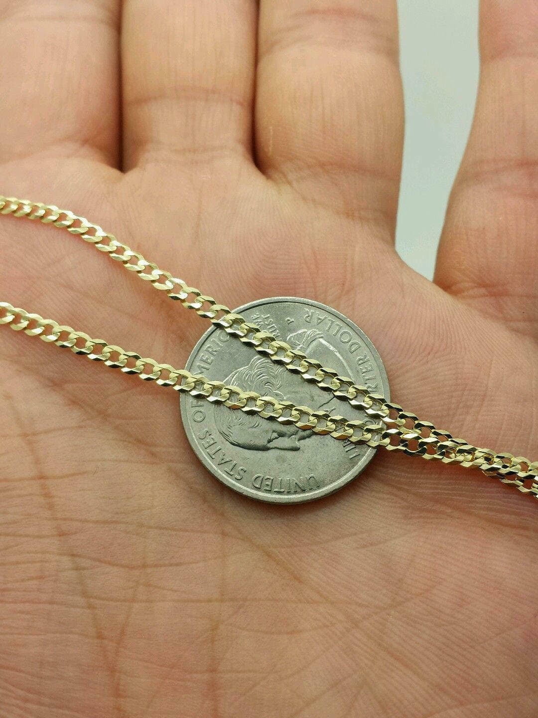 Solid Real 14K Yellow Gold Cuban Chain Necklace 16''-24'' GUARANTEED 14K PURE GOLD