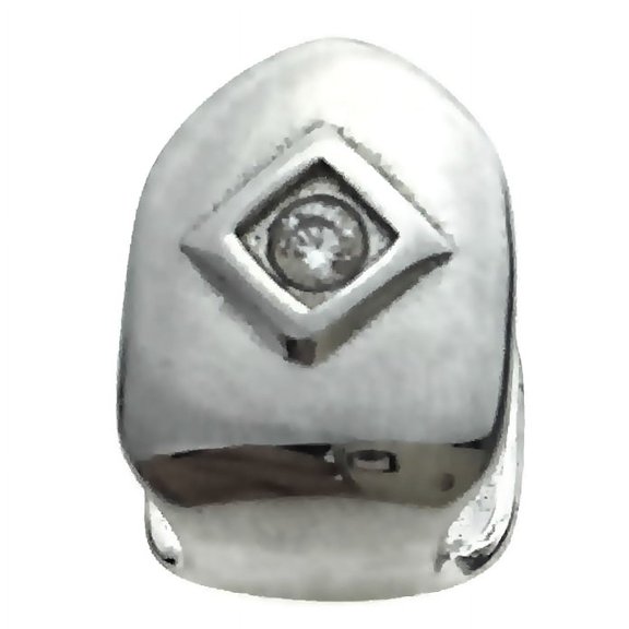 Solid Real 925 Sterling Silver Single Grill One Tooth Center CZ Iced Cap Hip Hop Teeth Grillz