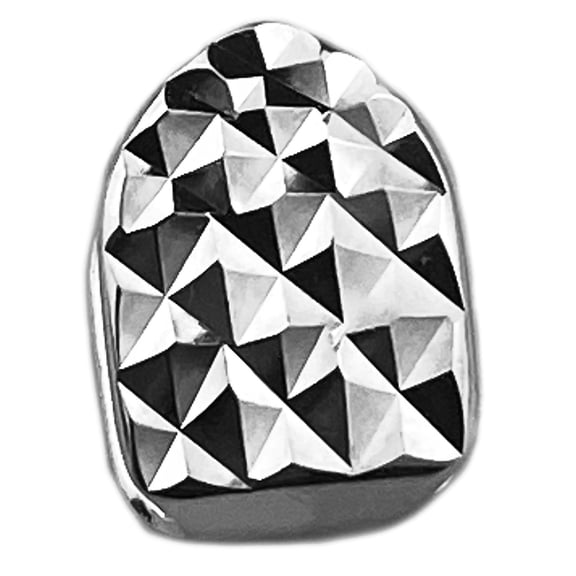 Solid Real 925 Sterling Silver Single Grill One Top Tooth Pre-Made Cap Diamond Cut Slug