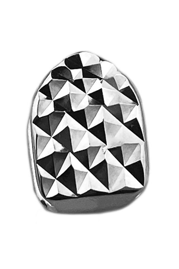 Solid Real 925 Sterling Silver Single Grill One Top Tooth Pre-Made Cap Diamond Cut Slug