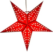 Solid Red 5 Pointed Paper Star Lantern with 12 Foot Power Cord Included
