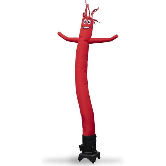 Solid Red 8 Foot Tall Inflatable Tube Man Air Powered Waving Puppet, Air Blower Motor Included with 6ft Solid Colored Dancer by Feather Flag Nation