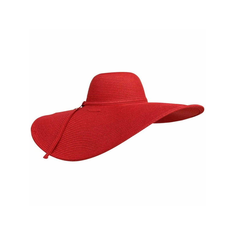 Wide Brimmed Solid Red Dramatic Floppy Hat With Oversized Brim Walmart