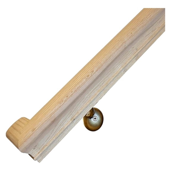 Solid Red Oak Handrail Kit with Wall Returns and Wall Mount Brackets (Matching Screws Included). 6010 Profile Unfinished. Indoor Use Only. (3 Ft, Antique Brass)