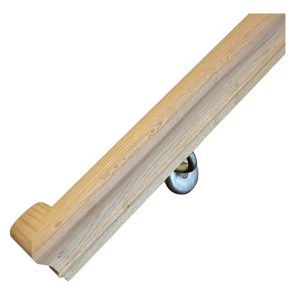 Solid Red Oak Handrail Kit with Wall Returns and Wall Mount Brackets (Matching Screws Included). 6010 Profile Unfinished. Indoor Use Only. (4 Ft, Brush )