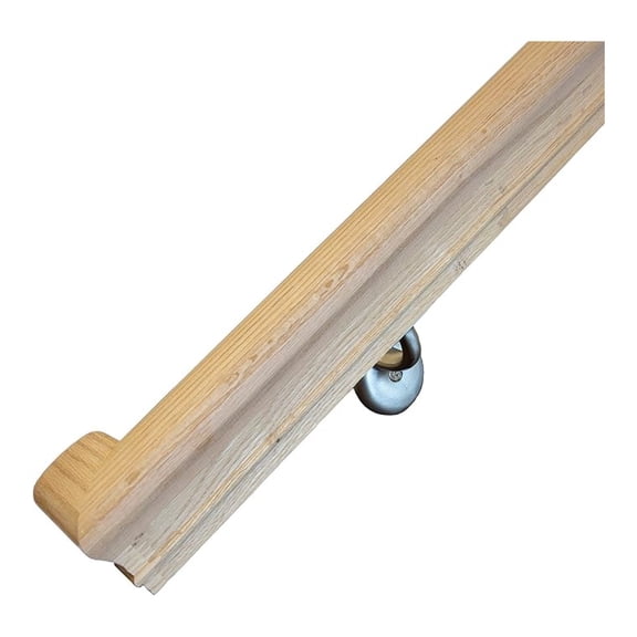 Solid Red Oak Handrail Kit with Wall Returns and Wall Mount Brackets (Matching Screws Included). 6010 Profile Unfinished. Indoor Use Only. (5 Ft, Brush )