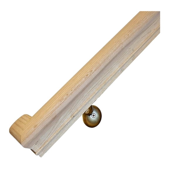 Solid Red Oak Handrail Kit with Wall Returns and Wall Mount Brackets (Matching Screws Included). 6010 Profile Unfinished. Indoor Use Only. (7 Ft, Antique Brass)